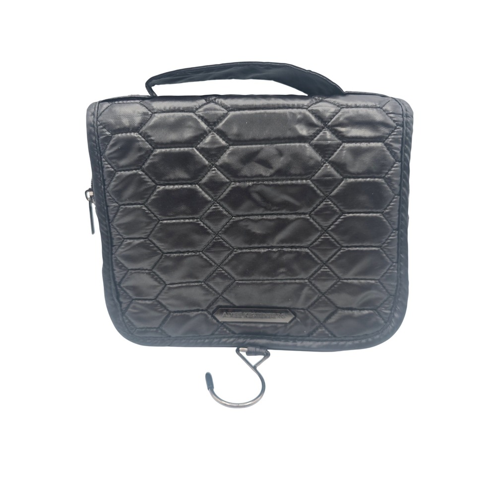 Aimee Kestenberg Black Quilted Hanging Toiletry Bag Travel Organizer Hexagon